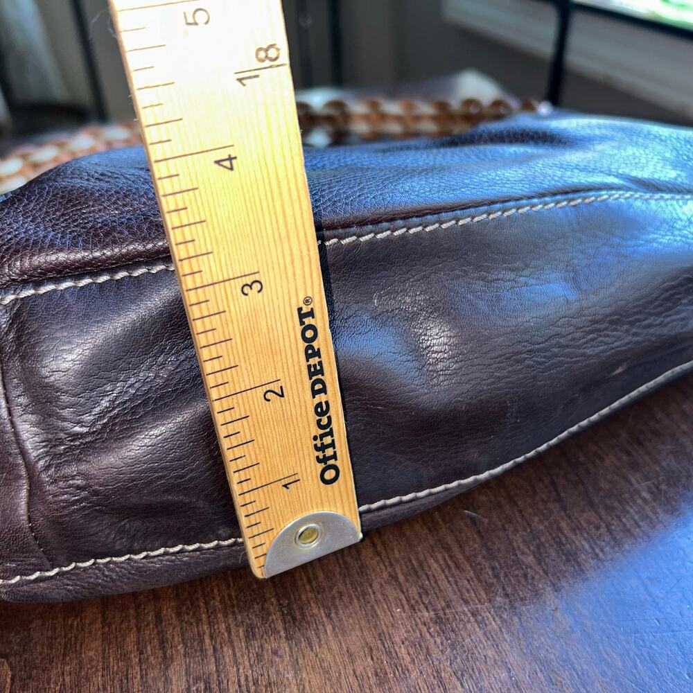 Vintage Fossil leather brown purse bag key charm pull sides - Picture 13 of 15